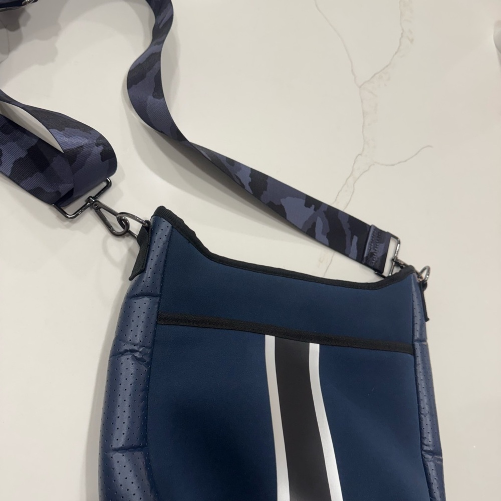 Haute Shore Blue and Black Bag with Camouflage Straps